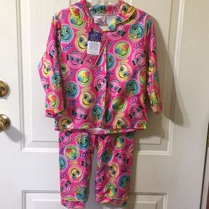 Girls Flannel Pajamas EMOJI Print 5/6 NWT